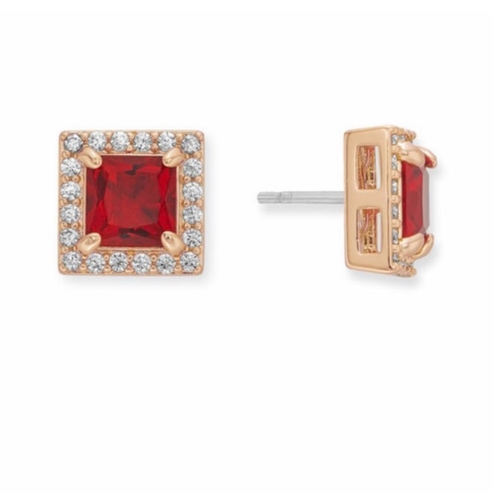 Perry Street Red Stone Studs NWOT
